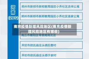 南充疫情新增风险地区(南充疫情新增风险地区有哪些)