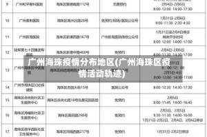 广州海珠疫情分布地区(广州海珠区疫情活动轨迹)