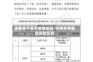 济南算不算无疫情地区/济南是疫情低风险区吗