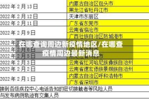 在哪查询周边新疫情地区/在哪查疫情周边最新消息