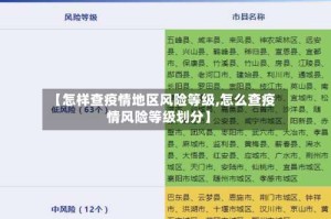 【怎样查疫情地区风险等级,怎么查疫情风险等级划分】