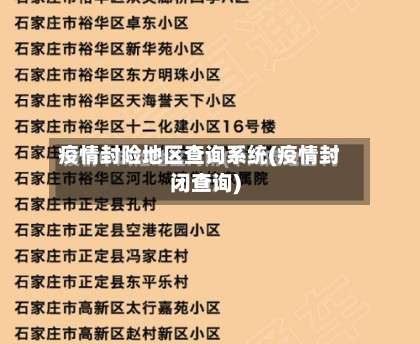 疫情封险地区查询系统(疫情封闭查询)-第2张图片